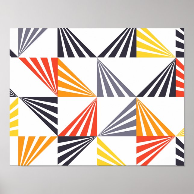 Affiche Cool, unique, tendance, urbain, triangles colorés (Devant)