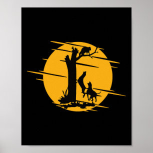 Affiche Coon Hound Dog Treing A Raccoon Howling - Fun Coo