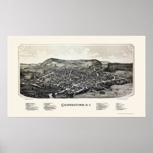 Affiche Cooperstown, NY Panoramic Map - 1890