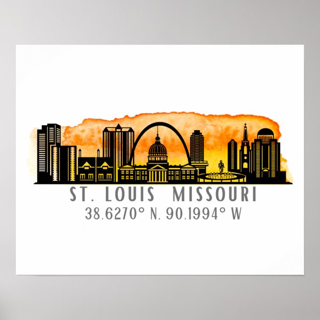 Affiche Coordinates de St. Louis Skyline (Devant)