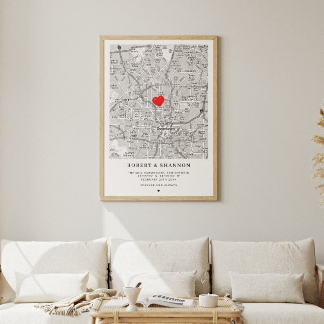 Affiche Coordinates Engagement Heart Wedding Couple Map (Créateur téléchargé)