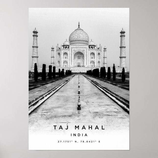 Affiche Coordonnées de A3 Taj Mahal India (Devant)