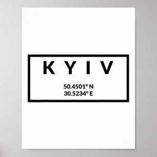 Affiche Coordonnées de la capitale de l'Ukraine - Kyiv