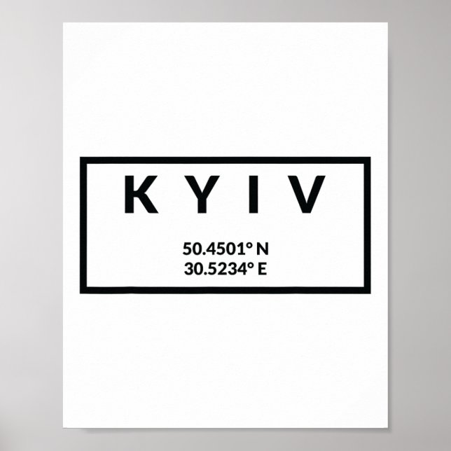 Affiche Coordonnées de la capitale de l'Ukraine - Kyiv  (Devant)