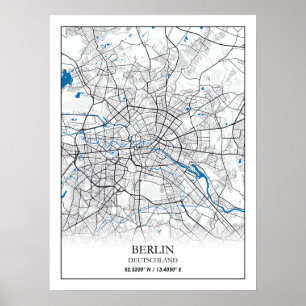 Affiche Coordonnées de la carte de Berlin Deutschland Alle