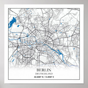 Affiche Coordonnées de la carte de la ville Berlin Deutsch