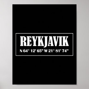 Affiche Coordonnées de la ville de Reykjavik Islande
