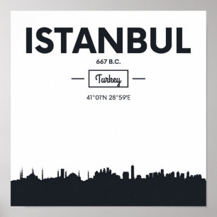 Affiche Coordonnées de ville d'Istanbul, Turquie  
