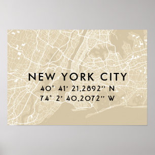 Affiche Coordonnées personnalisées de la carte de New York