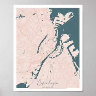 Affiche Copenhagen Danemark Pink et Blue Cute Script
