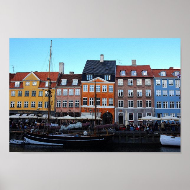Affiche Copenhagen Nyhavn Colorful Canal Boats House Photo (Devant)