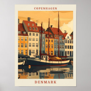 Affiche Copenhague Danemark Art Vintage voyage élégant