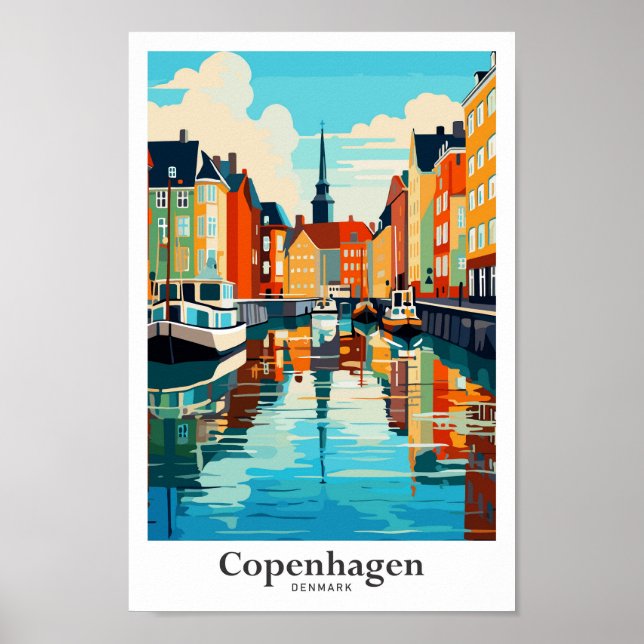 Affiche Copenhague Danemark Art Voyage Illustration Vintag (Devant)