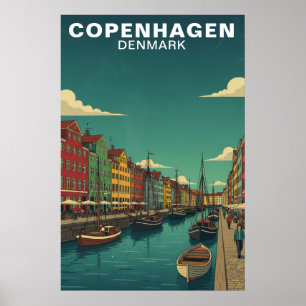 Affiche Copenhague Danemark Canal Frontière Voyage