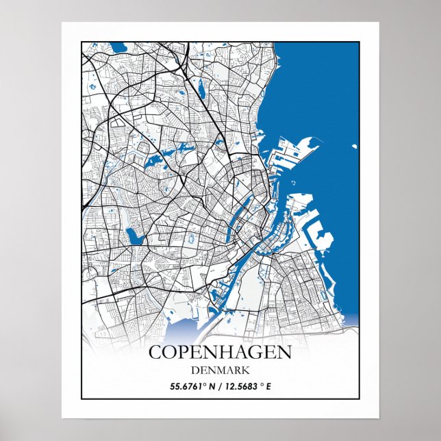 Affiche Copenhague Danemark City Carte Voyage Simple Minim (Devant)