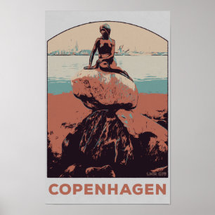 Affiche Copenhague Danemark, La statue de la Petite Sirène