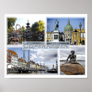 Affiche Copenhague - Danemark - Mosaic -