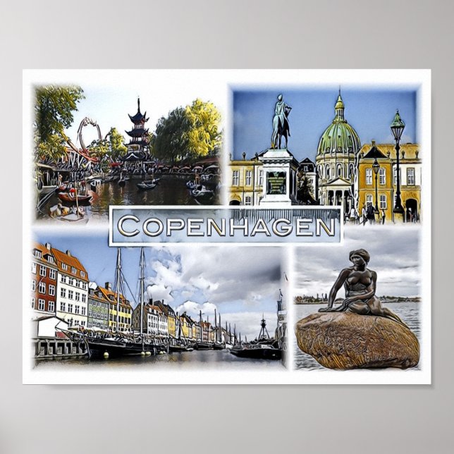 Affiche Copenhague - Danemark - Mosaic - (Devant)