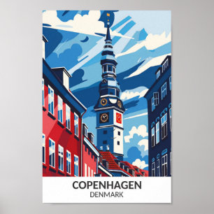 Affiche Copenhague Danemark Rétro Art Voyage