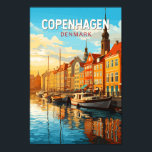 Affiche Copenhague Danemark Travel Art Vintage<br><div class="desc">Design de transport vectoriel rétro de Copenhague. Copenhague,  capitale du Danemark,  se trouve sur les îles côtières de Seeland et Amager. Il est relié à Malmo dans le sud de la Suède par le pont Öresund.</div>
