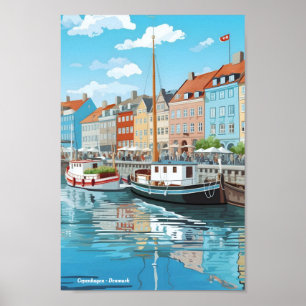Affiche Copenhague Danemark Vintage voyage
