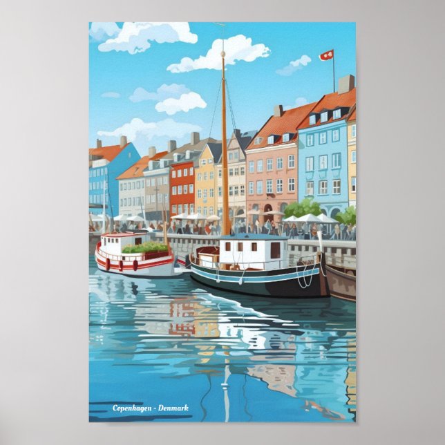 Affiche Copenhague Danemark Vintage voyage (Devant)
