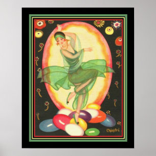 Affiche Copie 1928 de Deco Chiostri "fille de partie"