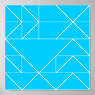 Affiche Copie bleue de carré de motif de triangles