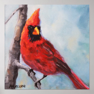 Affiche Copie cardinale rouge de beaux-arts d'oiseau