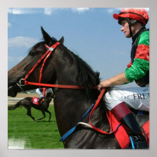 Affiche Copie d'affiche de cheval et de jockey