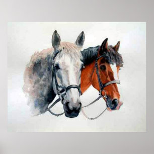Affiche Copie d'affiche de portrait de chevaux de chasseur