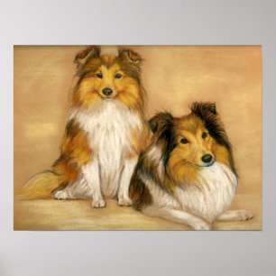 Affiche Copie d'art de chien de "deux chiens de berger de