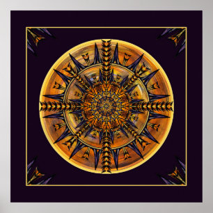 Affiche Copie d'art de mandala de mite d'hiéroglyphe