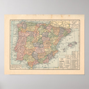 Affiche Copie de carte du cru 1923 de l'Espagne et du