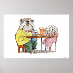 Affiche Copie de couples de chien de bière d'acclamations