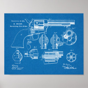 Affiche Copie de dessin d'art de brevet de revolver de