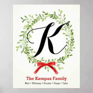 Affiche Copie de famille de monogramme de vacances,