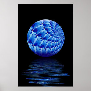 Affiche Copie de fractale de sphère suspendue par bleu