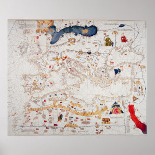 Affiche Copie de la carte catalane de l'Europe, Afrique du