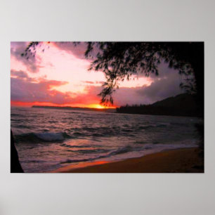 Affiche Copie de toile de coucher du soleil de Kauai