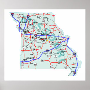 Affiche Copie d'un état à un autre de carte du Missouri