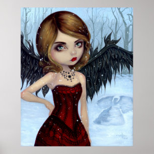 Affiche Copie féerique d'art d'hiver d'anges de neige