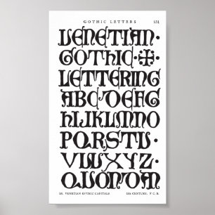 Affiche Copie gothique de typographie de lettres
