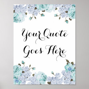 Affiche Copie personnalisable florale bleue d'affiche