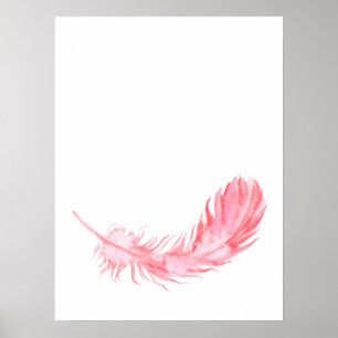 Affiche Copie rose de plume de Boho d'aquarelle