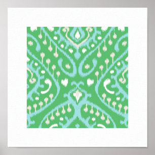 Affiche copie tribale de vert bleu de motif moderne chic