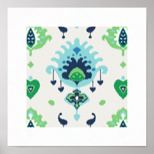 Affiche copie tribale de vert bleu de motif moderne chic