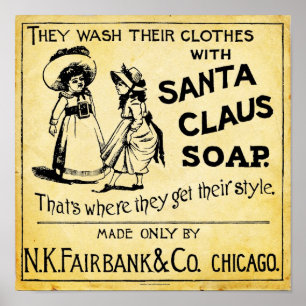 Affiche Copie vintage d'annonce de savon du père noël