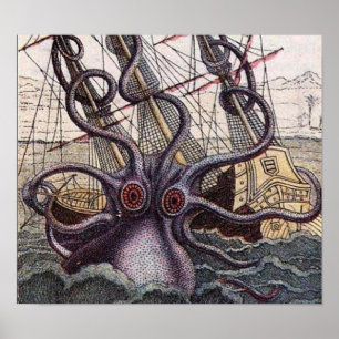 Affiche Copie vintage de monstre de mer