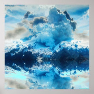 Affiche Copie vivante de réflexion du volcan 24x24